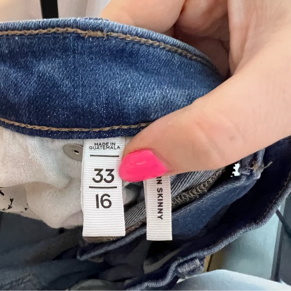 Loft Light Wash Pink Side Stripe Skinny Jeans, size 16 - Picture 3 of 7